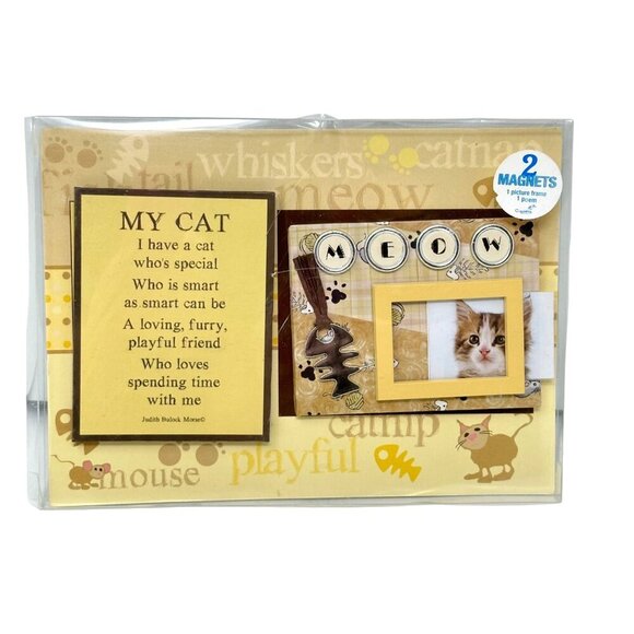Cat Magnet Gift Set Meow Photo Frame Poem by Judith Bulock Morse New Sealed Gift - Picture 7 of 8